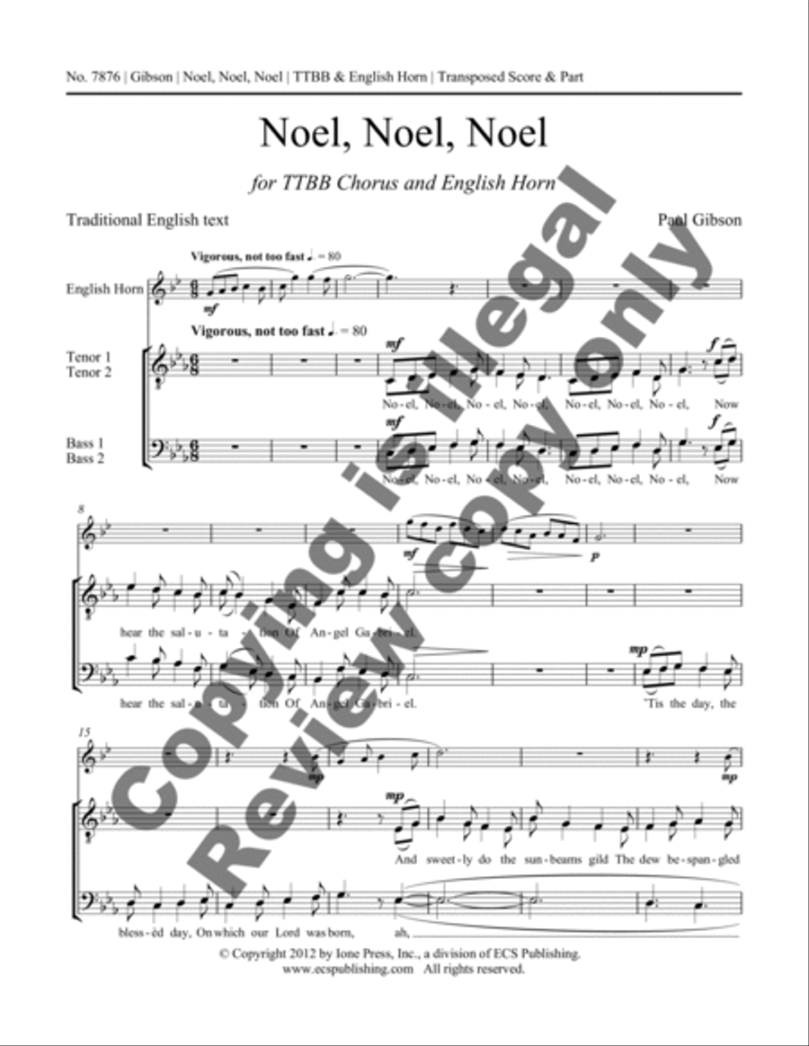 Noel, Noel, Noel Noel, Noel, Noel TTBB scores gallery preview page 7