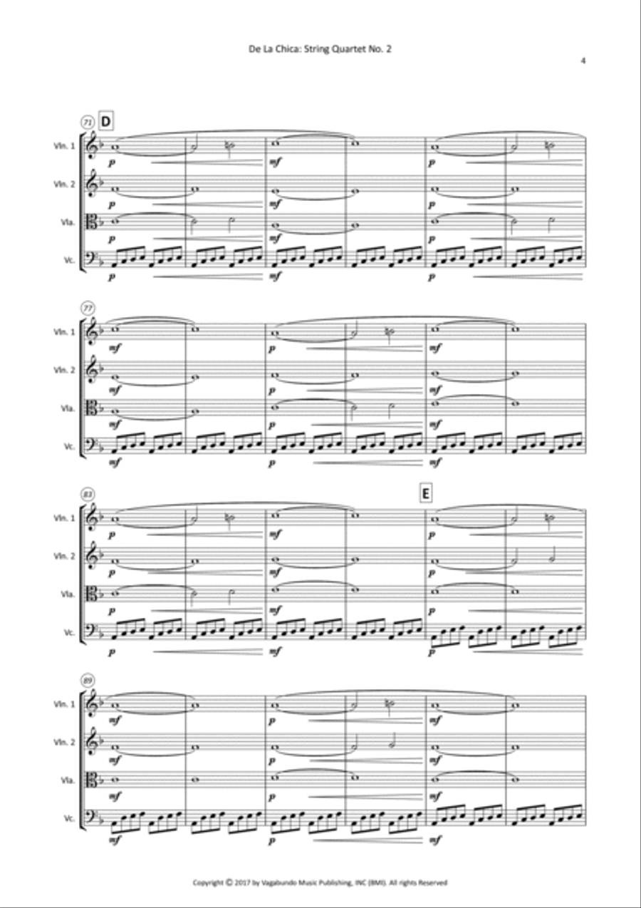 De La Chica: String Quartet Op. 7, No. 2 - Score Only String Quartet scores gallery preview page 6