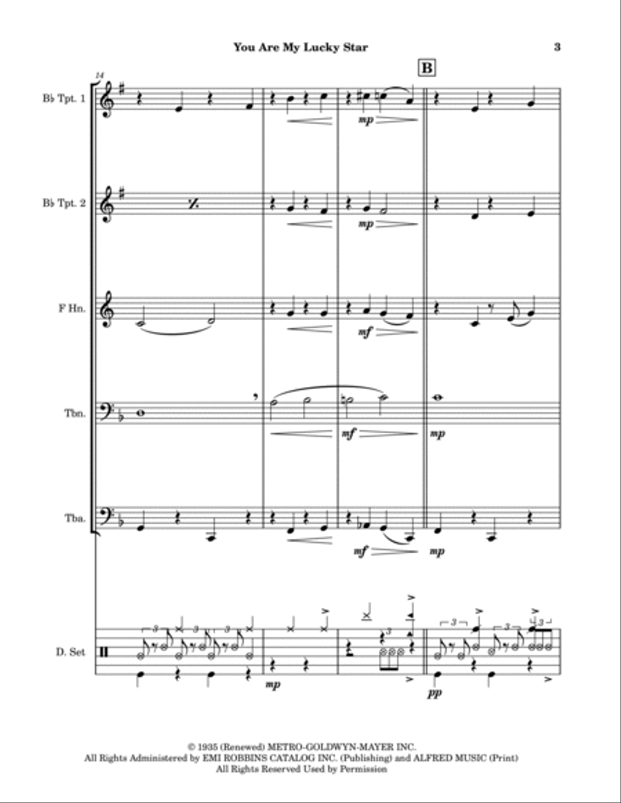 You Are My Lucky Star Brass Quintet scores gallery preview page 3