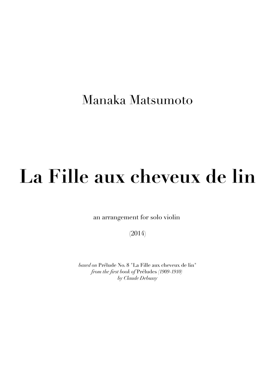 Girl with the Flaxen Hair for solo violin Chamber Music scores gallery preview page 1