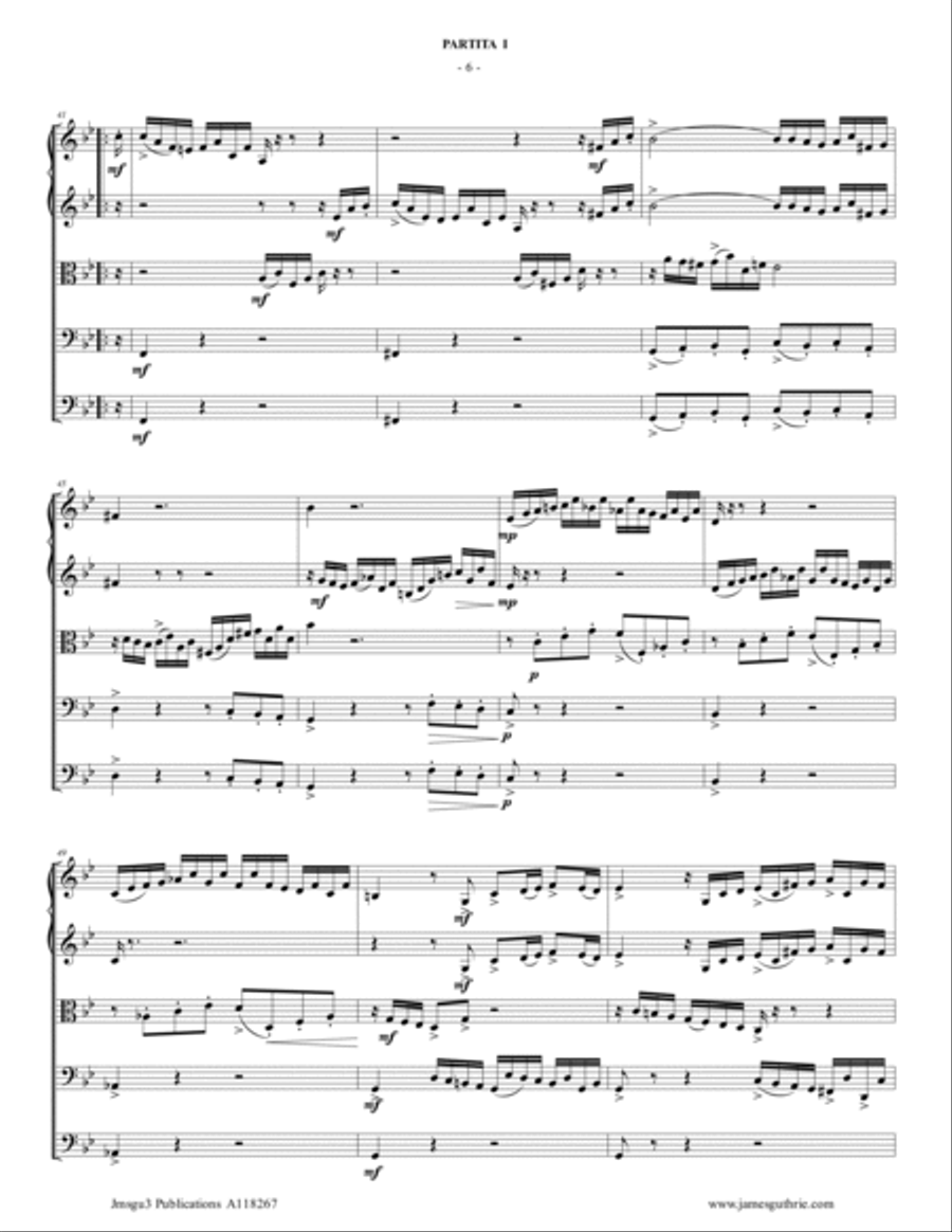 BACH: Six Partitas Complete BWV 825-830 for String Orchestra String Orchestra scores gallery preview page 6