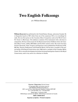 Book cover for Two English Folksongs