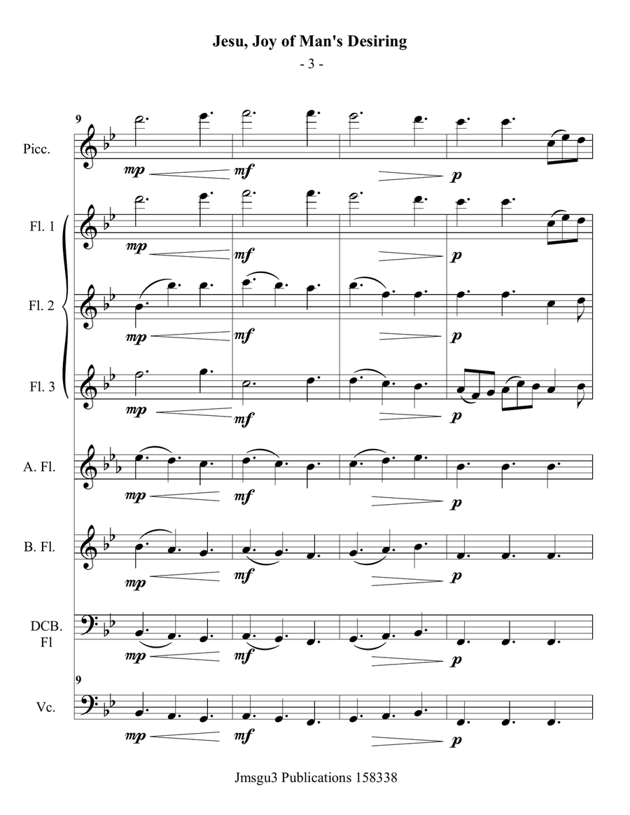 Bach: Jesu, Joy of Man's Desiring for Flute Choir Flute Choir scores gallery preview page 3