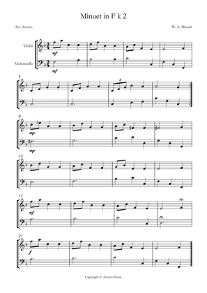 mozart k2 minuet in f violin and cello sheet music