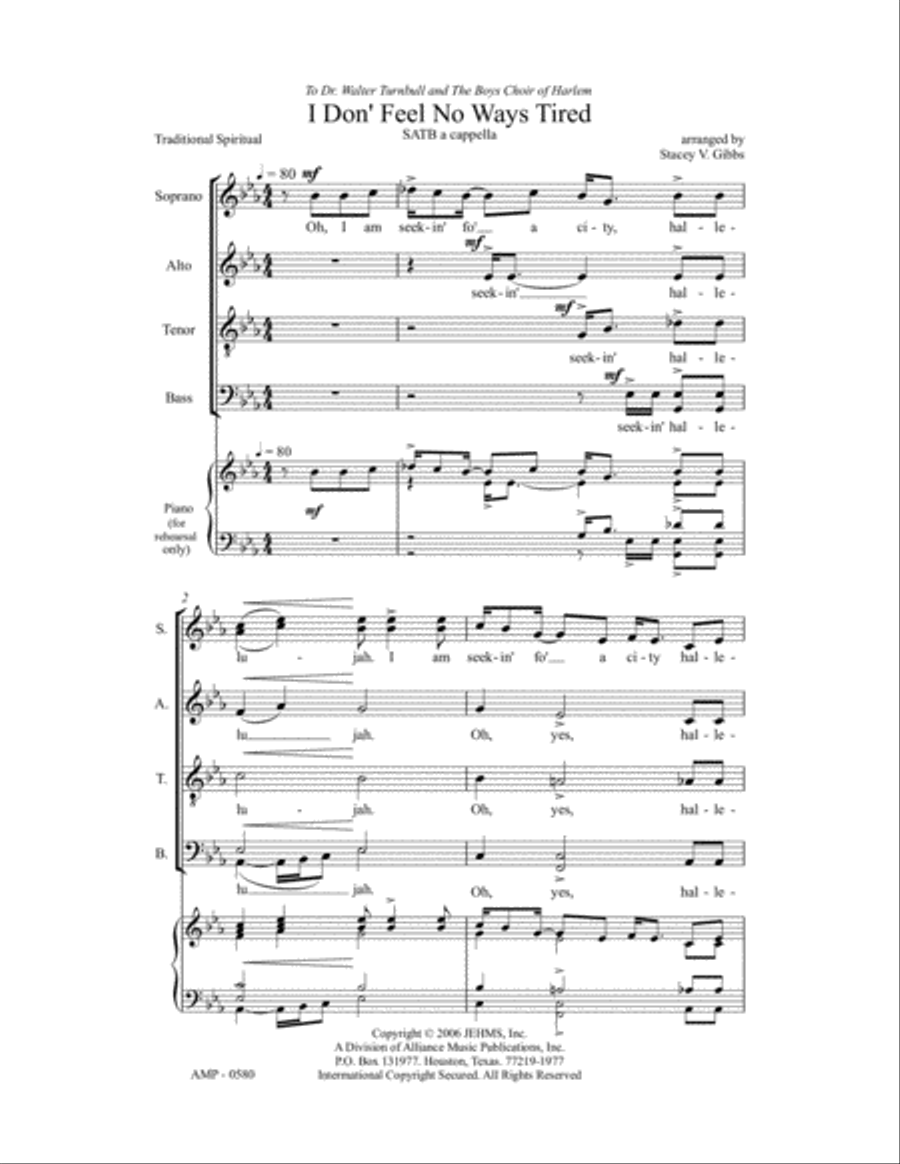 I Don' Feel No Ways Tired 4-Part scores gallery preview page 5