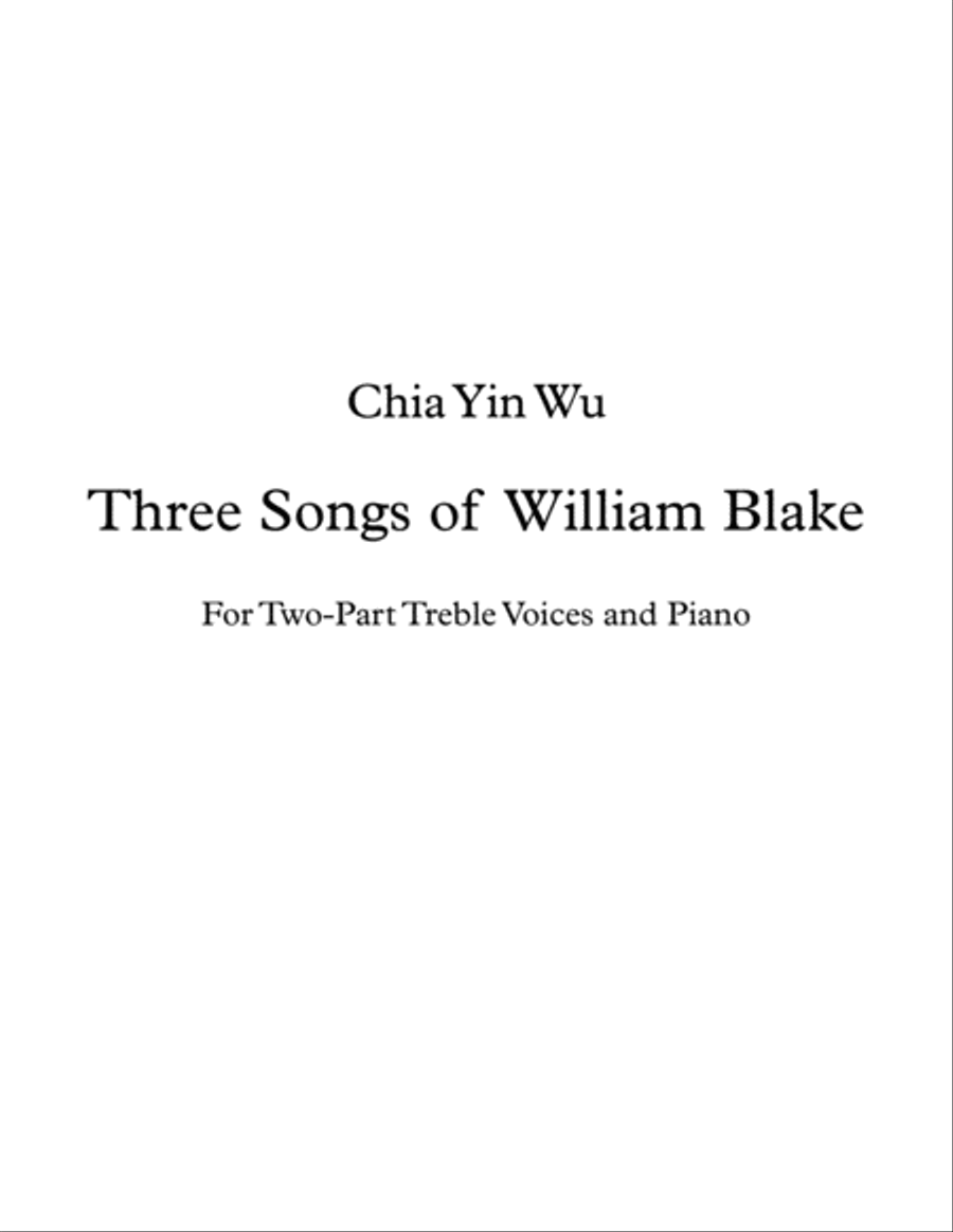 Three Songs of William Blake (Two Part Treble Voices and Piano) 2-Part scores gallery preview page 1