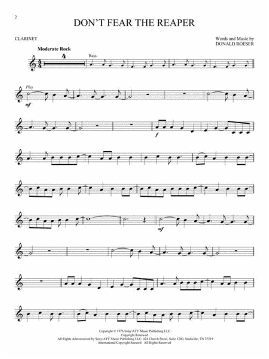 Classic Rock Clarinet Solo scores gallery preview page 4