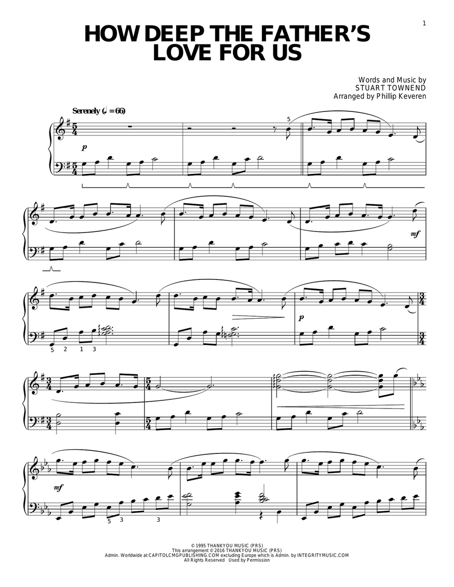 How Deep The Father's Love For Us (arr. Phillip Keveren) Piano Solo scores gallery preview page 1