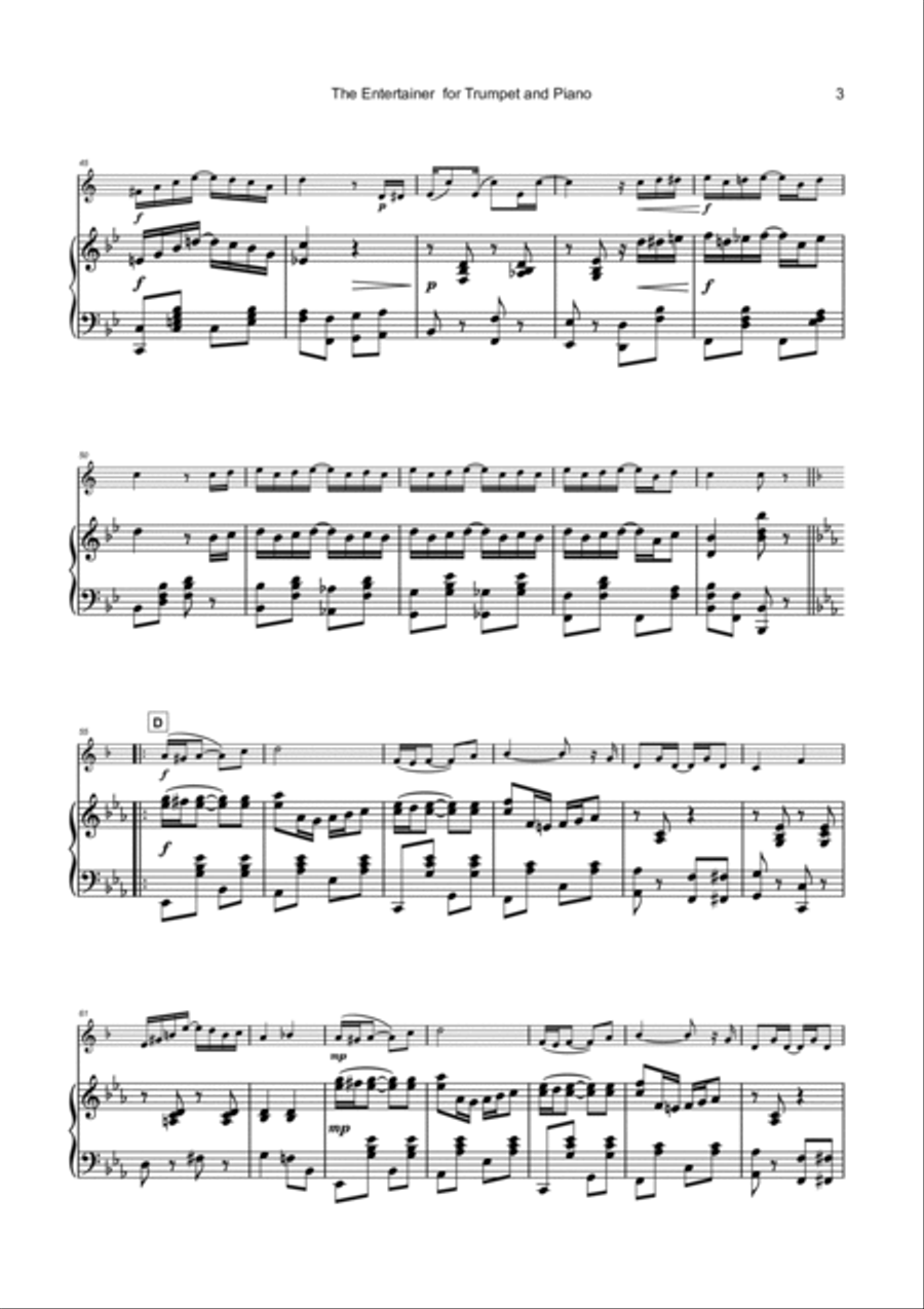 The Entertainer by Scott Joplin for Trumpet and Piano by Scott Joplin Trumpet Solo Digital Sheet Music Sheet Music Plus