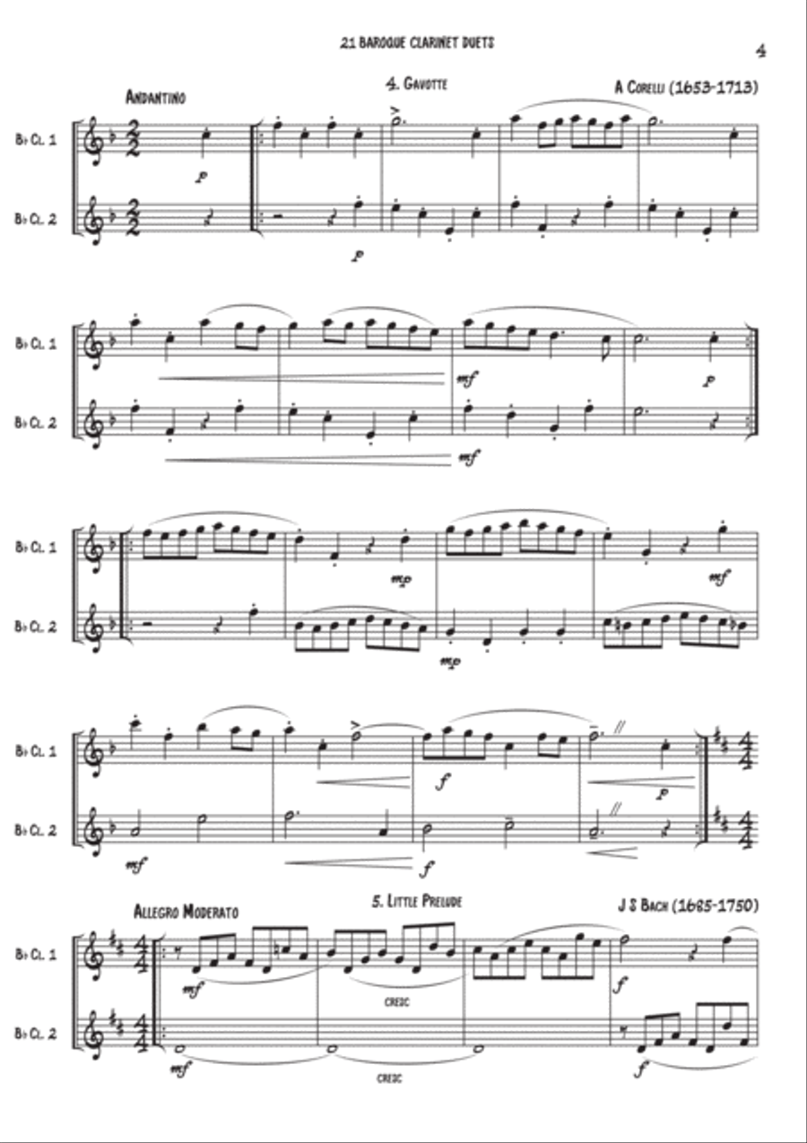 21 Baroque duets for 2 Clarinets Clarinet Duet scores gallery preview page 6