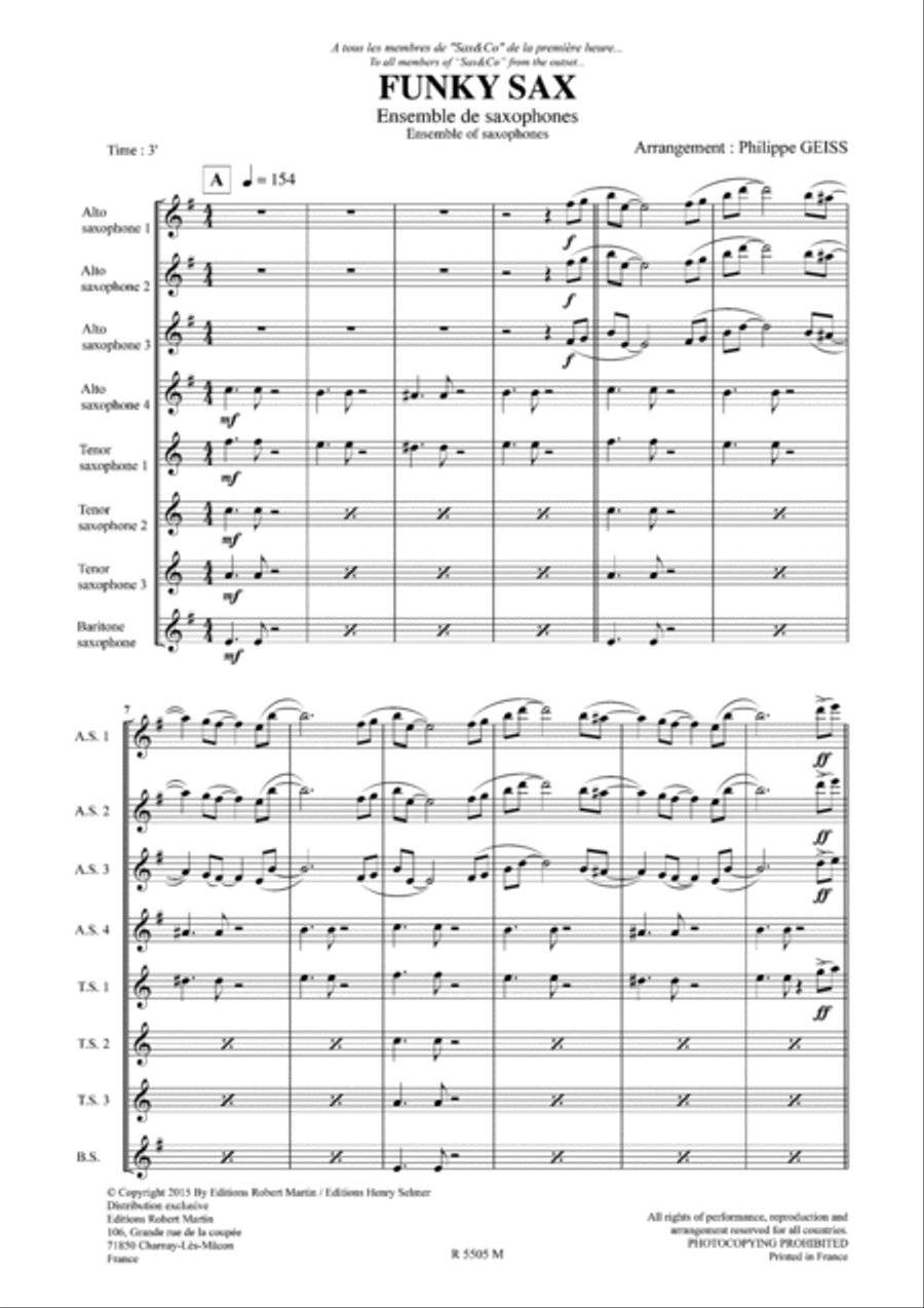 Funky sax pour saxophone Funky sax pour saxophone Saxophone Ensemble scores gallery preview page 2