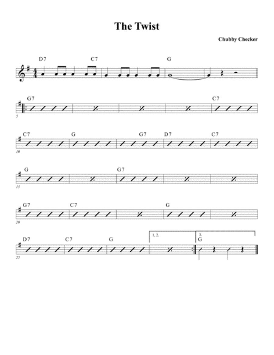 The Twist Piano, Vocal, Guitar scores gallery preview page 1