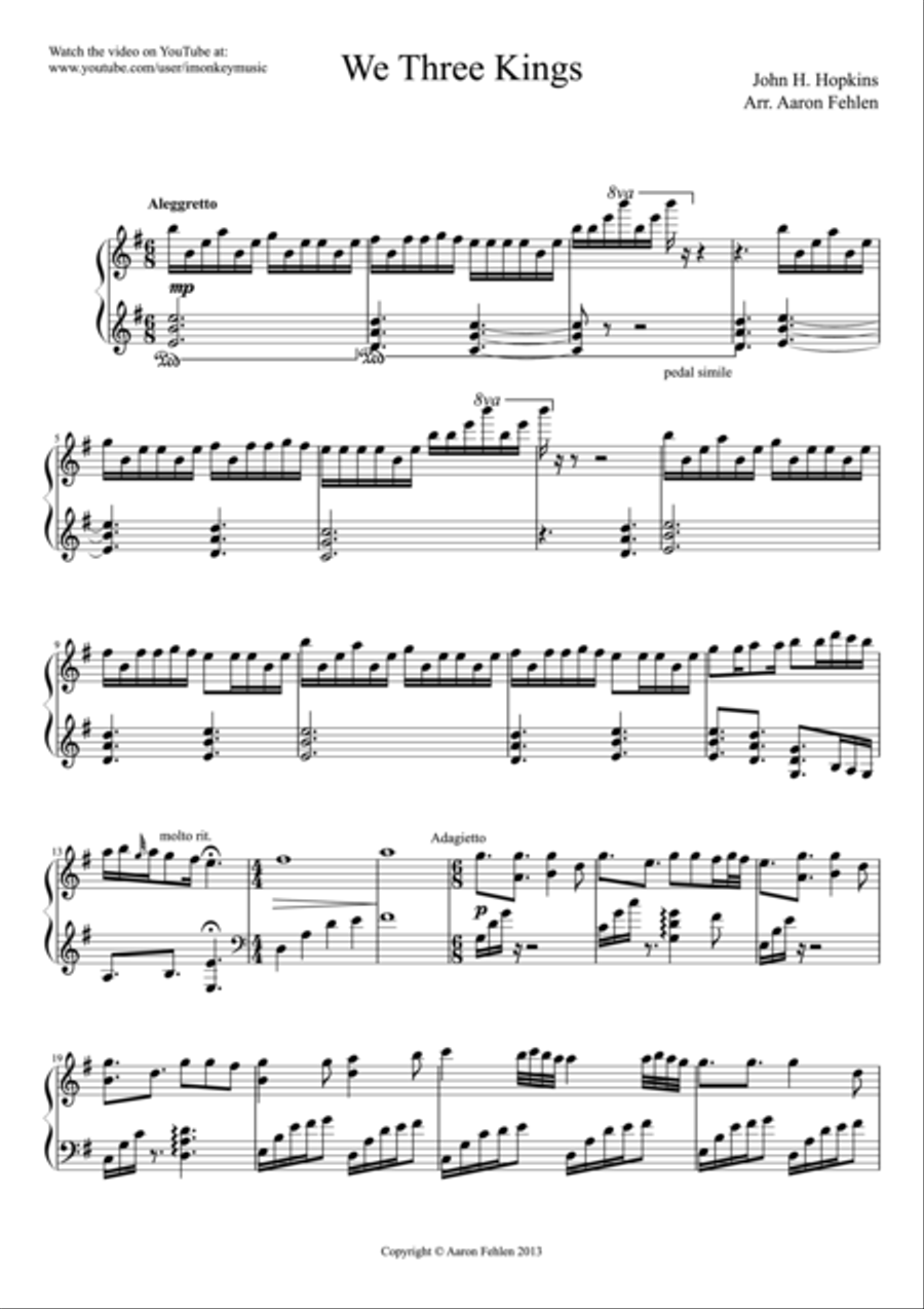 We Three Kings Piano Solo scores gallery preview page 1