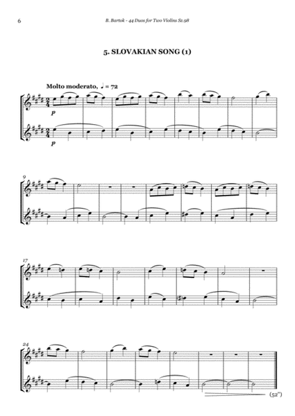 B. Bartok - 44 DUOS for 2 Violins