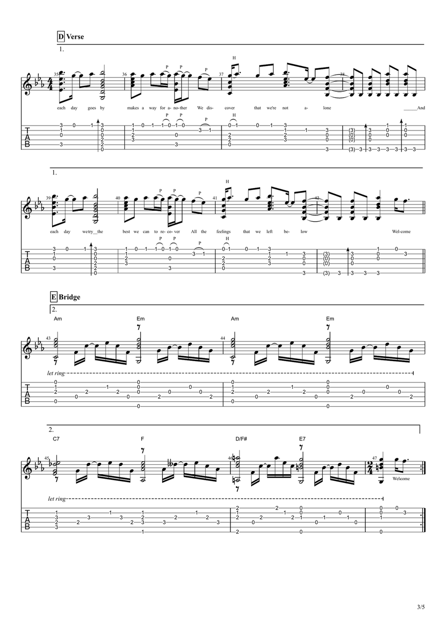 My Eyes Guitar Tablature scores gallery preview page 3