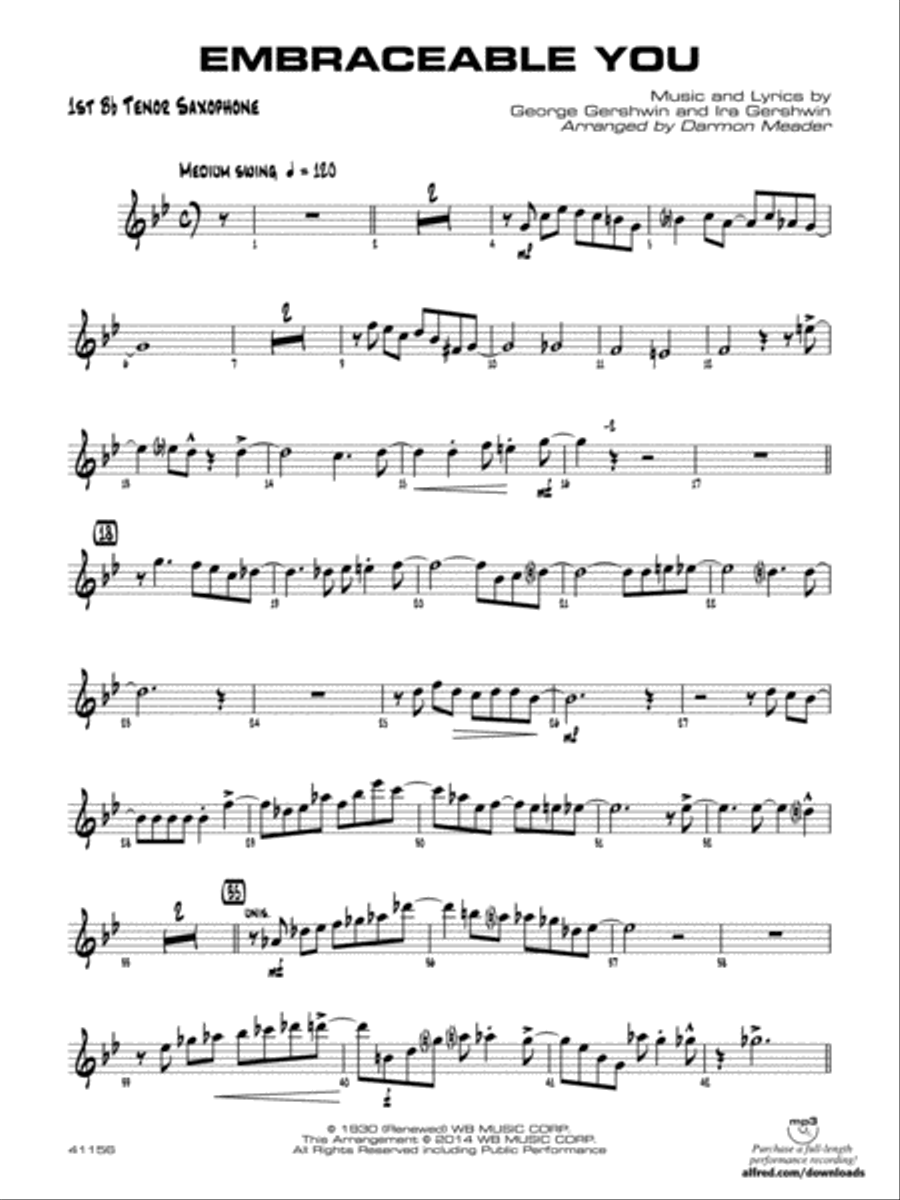 Embraceable You: B-flat Tenor Saxophone Jazz Ensemble scores gallery preview page 1