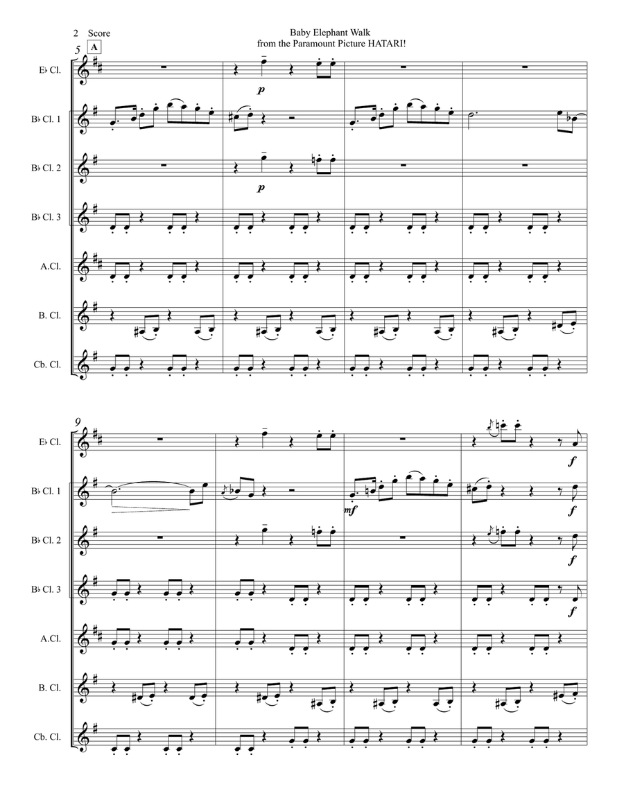 Baby Elephant Walk Woodwind Ensemble scores gallery preview page 3