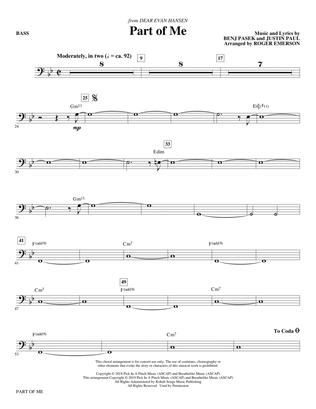 Part of Me (from Dear Evan Hansen) (arr. Roger Emerson) - Bass