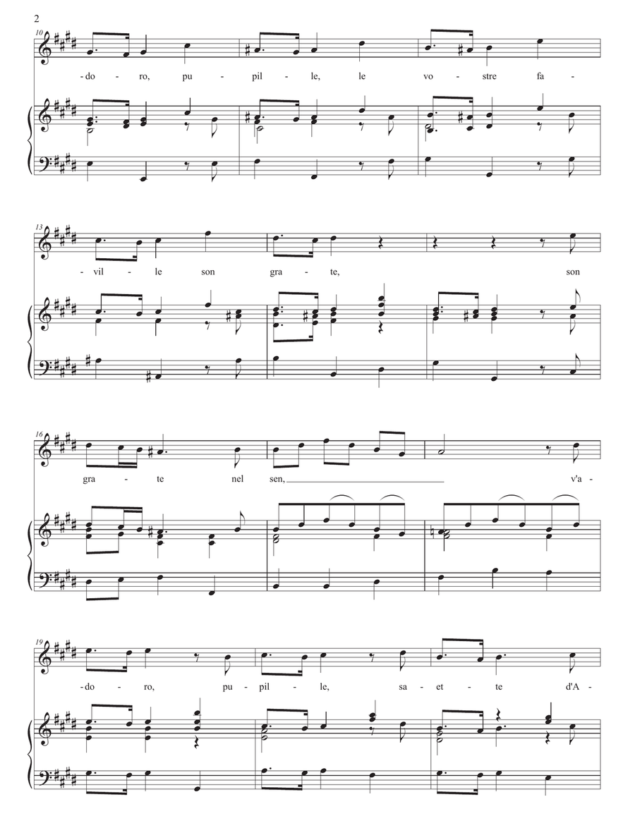 HANDEL: V'adoro, pupille (transposed to E major) Piano, Vocal scores gallery preview page 3