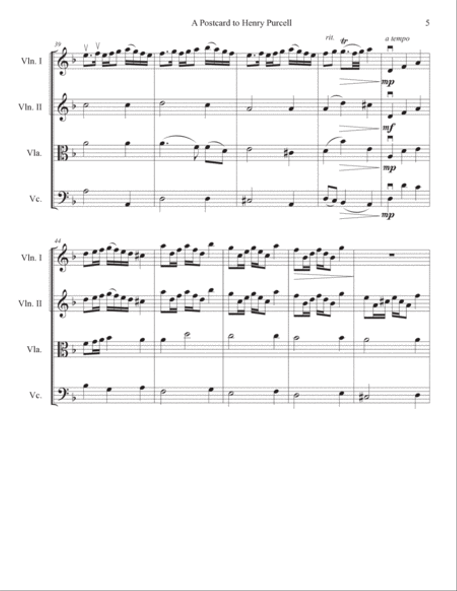 A Postcard To Henry Purcell String Quartet scores gallery preview page 5