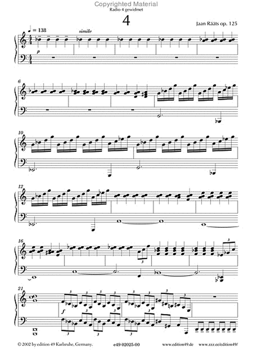 4 fur Klavier, op. 124