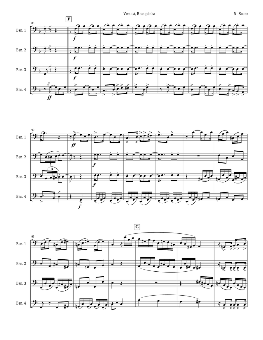 Bassoon quartet - Tango by Ernesto Nazareth Bassoon Quartet scores gallery preview page 5