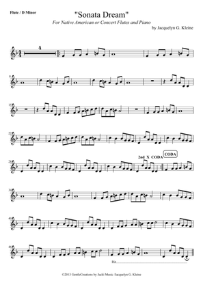 "Sonata Dream" for Flute and Piano. Flute part in D Minor