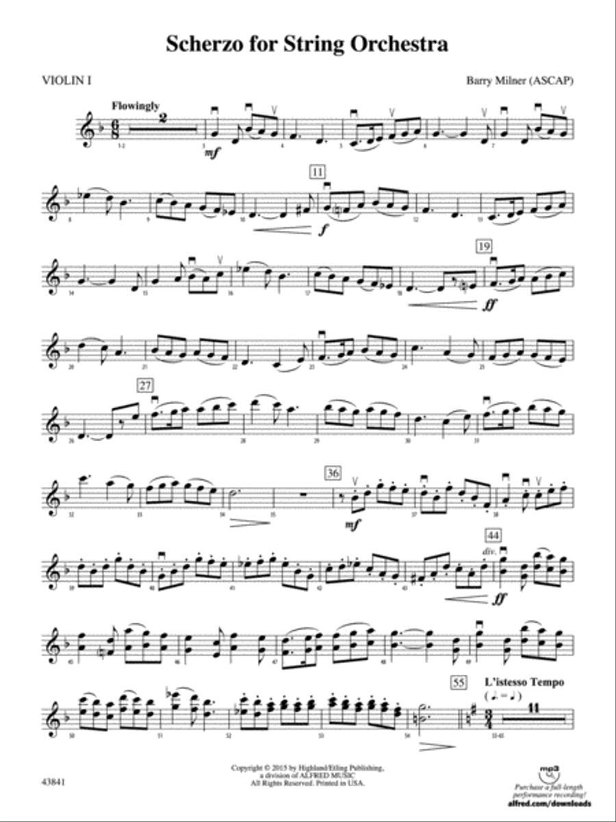Scherzo for String Orchestra: 1st Violin String Orchestra scores gallery preview page 1