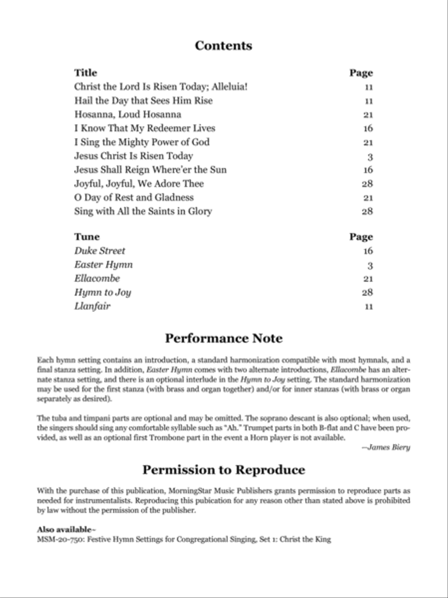 Festive Hymn Settings for Congregational Singing Set 2: Easter/General image number null