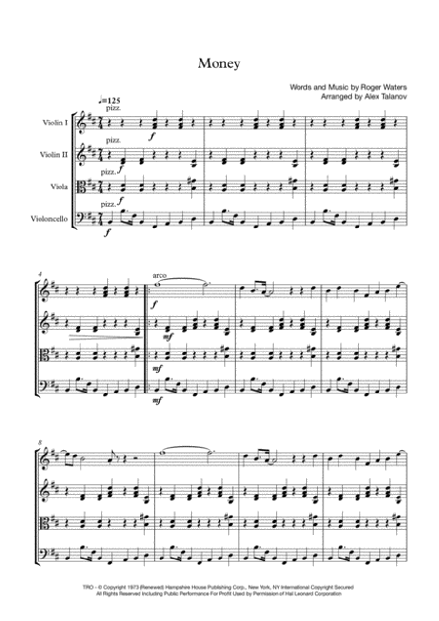 Money Money String Quartet scores gallery preview page 2