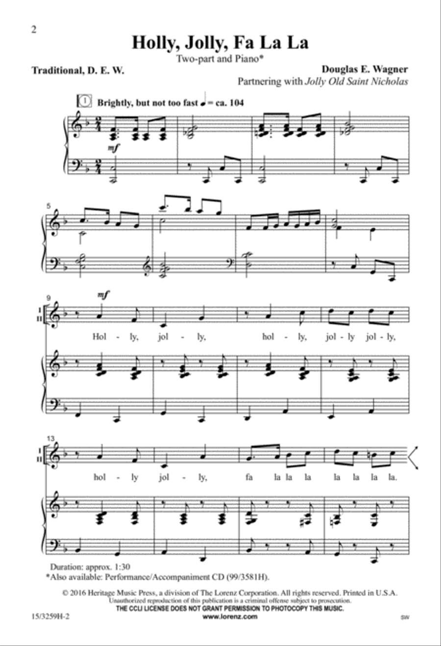 Holly, Jolly, Fa La La 2-Part scores gallery preview page 2