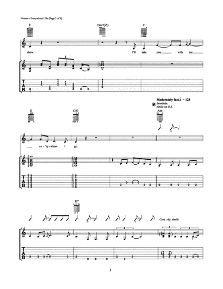 Everywhere I Go Electric Guitar scores gallery preview page 2