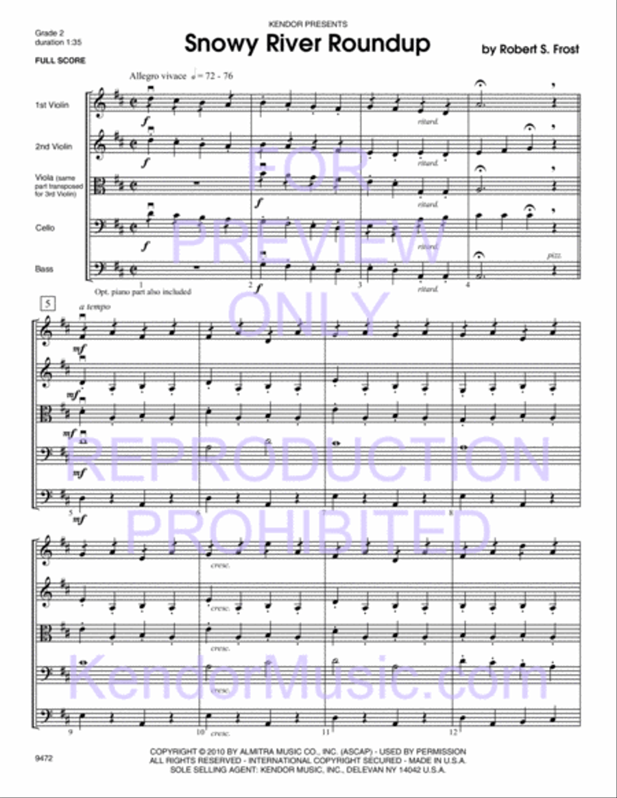 Snowy River Roundup (Full Score) String Orchestra scores gallery preview page 2