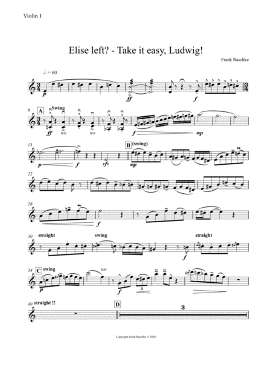 Elise left? - Take it easy, Ludwig! String Quartet scores gallery preview page 5