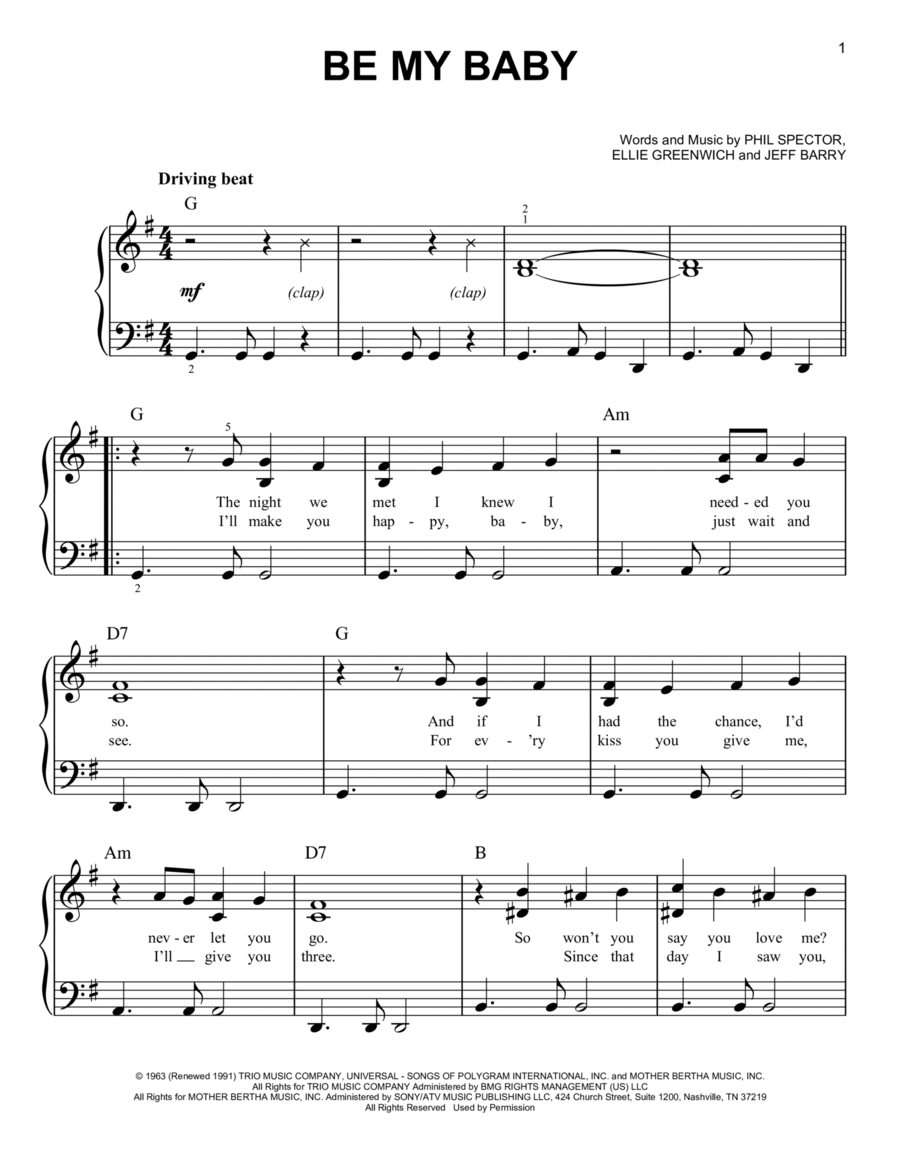 Be My Baby Be My Baby Easy Piano scores gallery preview page 1
