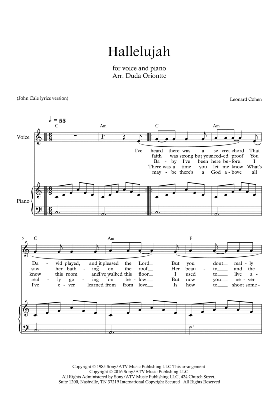 Hallelujah Voice scores gallery preview page 1