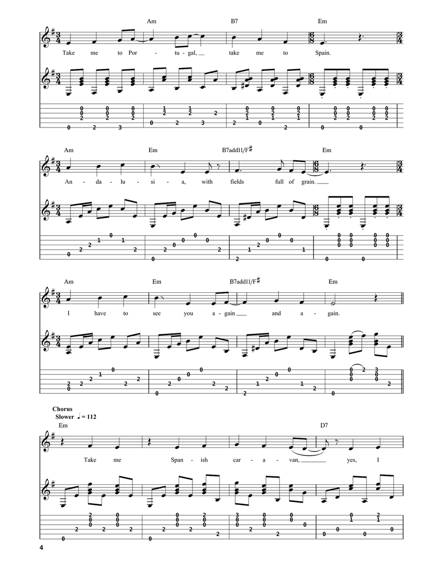 Spanish Caravan Acoustic Guitar scores gallery preview page 4