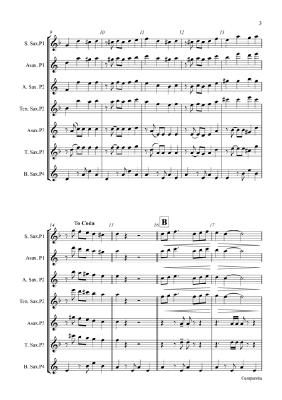 La Cumparsita Saxophone Quartet scores gallery preview page 3