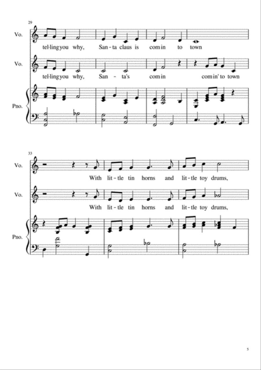 Santa Claus Is Comin' To Town Piano scores gallery preview page 5