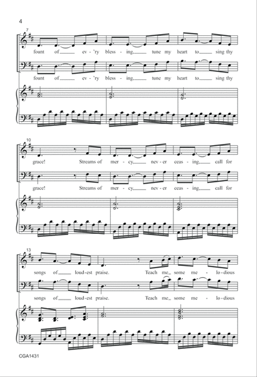 Come, Thou Fount of Every Blessing 3-Part scores gallery preview page 3