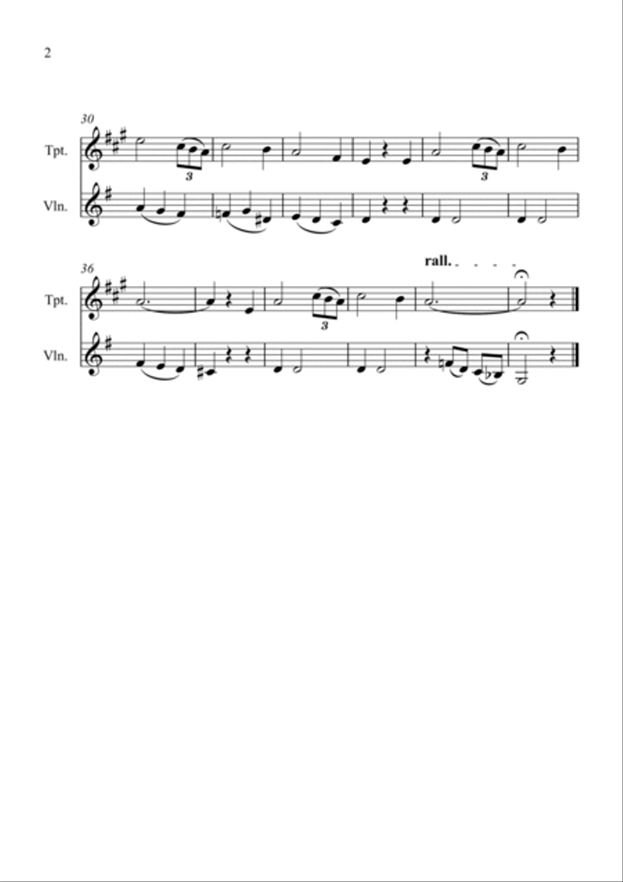 Amazing Grace for Trumpet and Violin Duet B-Flat Trumpet scores gallery preview page 2