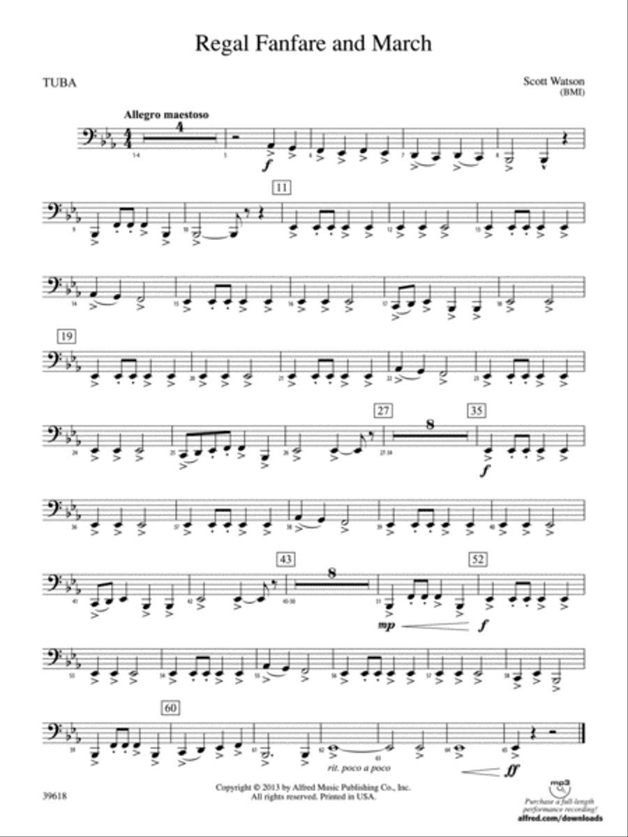 Regal Fanfare and March: Tuba Concert Band scores gallery preview page 1