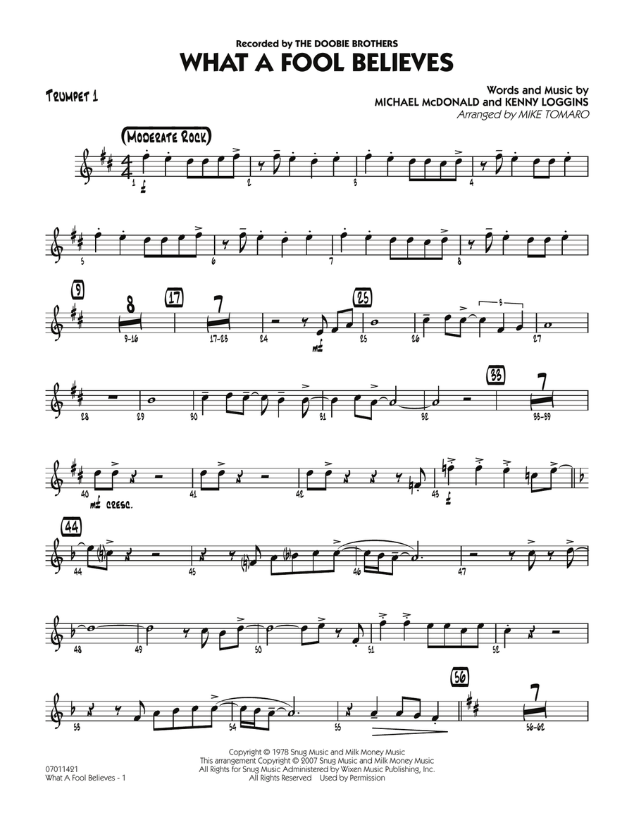 What A Fool Believes - Trumpet 1 Jazz Ensemble scores gallery preview page 1