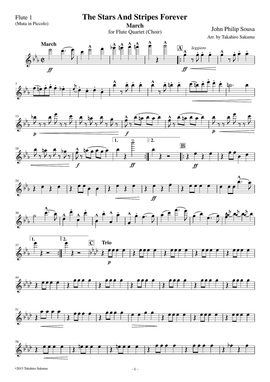 The Stars And Stripes Forever for Flute Quartet (Choir) Choir scores gallery preview page 6