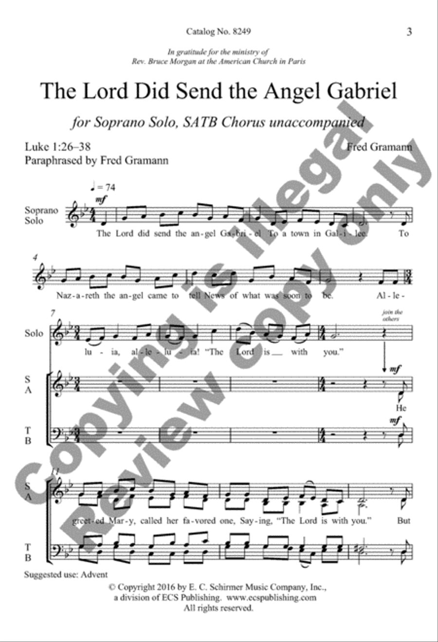 The Lord Did Send the Angel Gabriel 4-Part scores gallery preview page 3