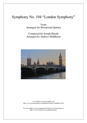 Book cover for Symphony In D major 104 arranged for Wind Quintet