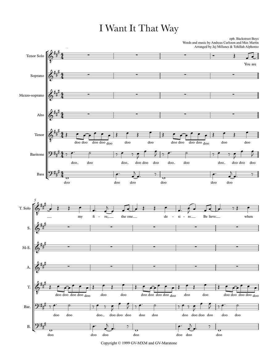 I Want It That Way Divisi scores gallery preview page 1