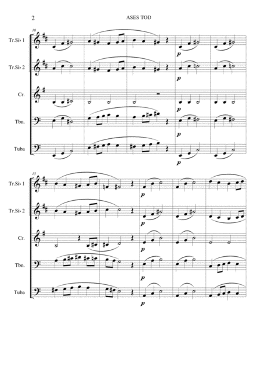 Ases Tod - for Brass Quintet Brass Quintet scores gallery preview page 2