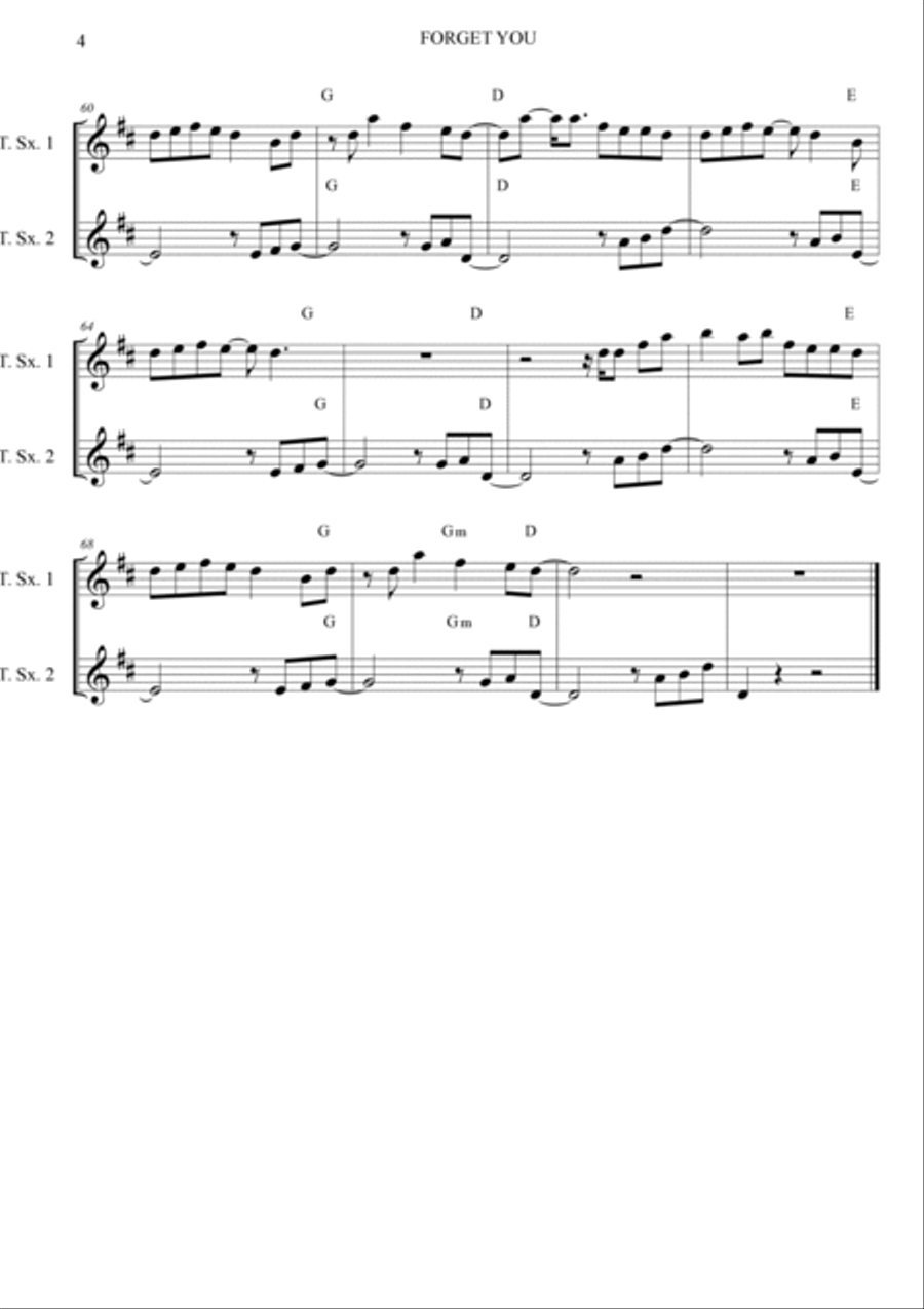 Forget You Woodwind Duet scores gallery preview page 4
