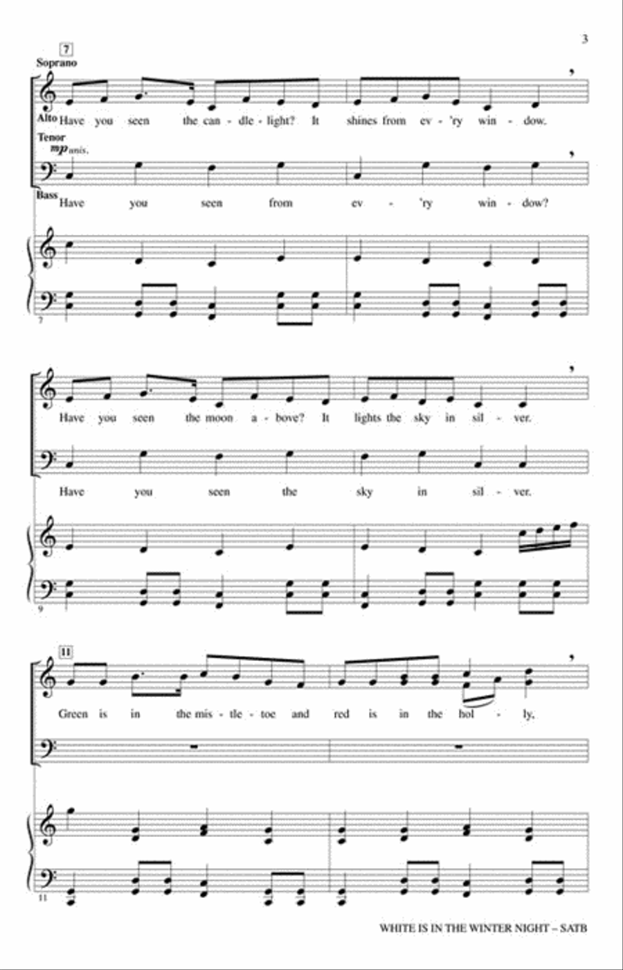 White Is in the Winter Night 4-Part scores gallery preview page 3